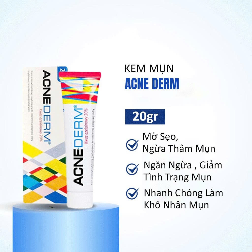 Acne Derm Azelaic Acid 20% Kem giảm mụn, mờ thâm,đều màu da, gel giảm mụn Acne Derm