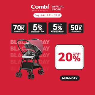  Xe đẩy Combi Sugocal Light 4 bánh quay tự động màu hồng 