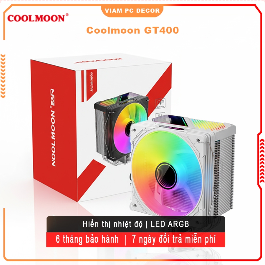Tản nhiệt khí CUSTOM Coolmoon GT400 ARGB, tản nhiệt CPU hiển thị nhiệt độ case, tuỳ chọn quạt tản nh