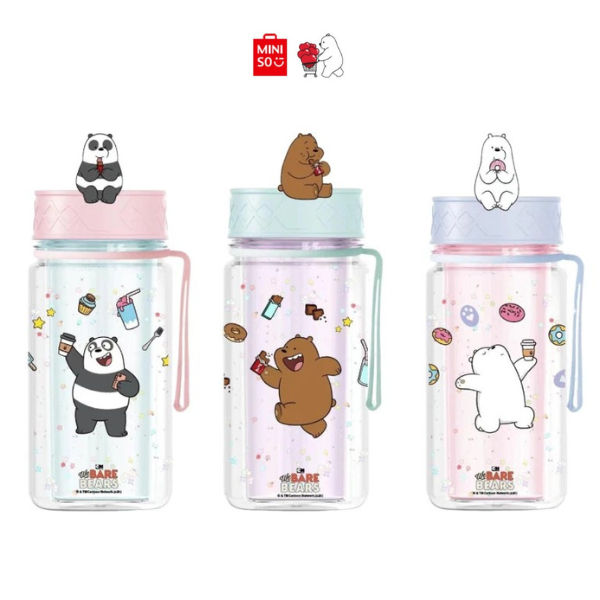 Bình đựng nước nhựa hai lớp MINISO 300ml từ bộ sưu tập Desert We Bare Bears
