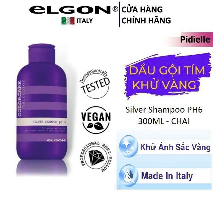 Dầu Gội Tím Elgon 300ml | Khử Vàng Cho Tóc Bạc Tự Nhiên – Tóc Tẩy –Khói Xám –Bạch Kim |Giữ Màu Trong