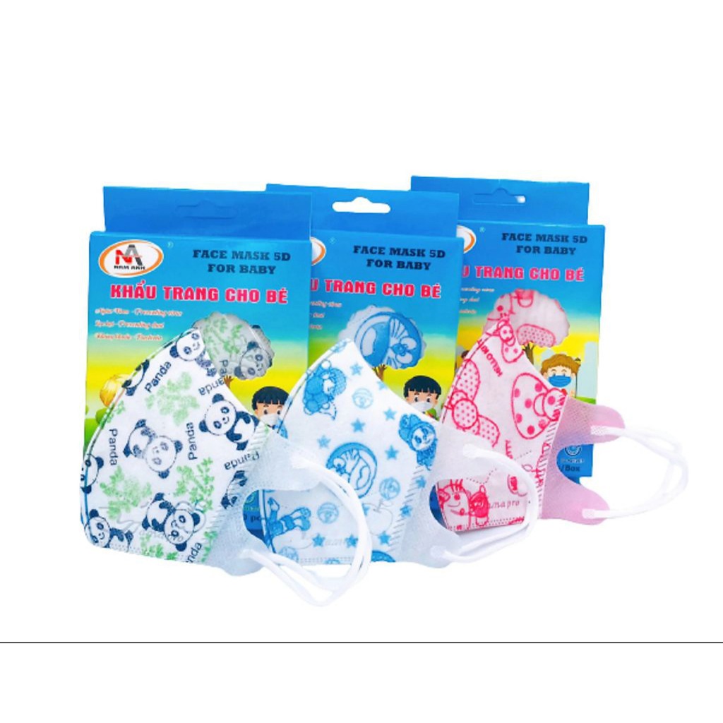 (LỐC 10 HỘP) Khẩu Trang 5D Em Bé 2-4 Tuổi FAMAPRO