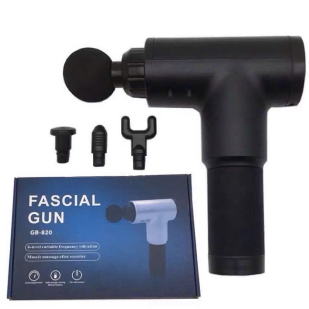 Máy Massage Cầm Tay Fascial Gun - 4 Đầu 6 Chế Độ Fascial Giảm Cơ Căng Cơ Trị Nhức Mỏi Vai Gáy