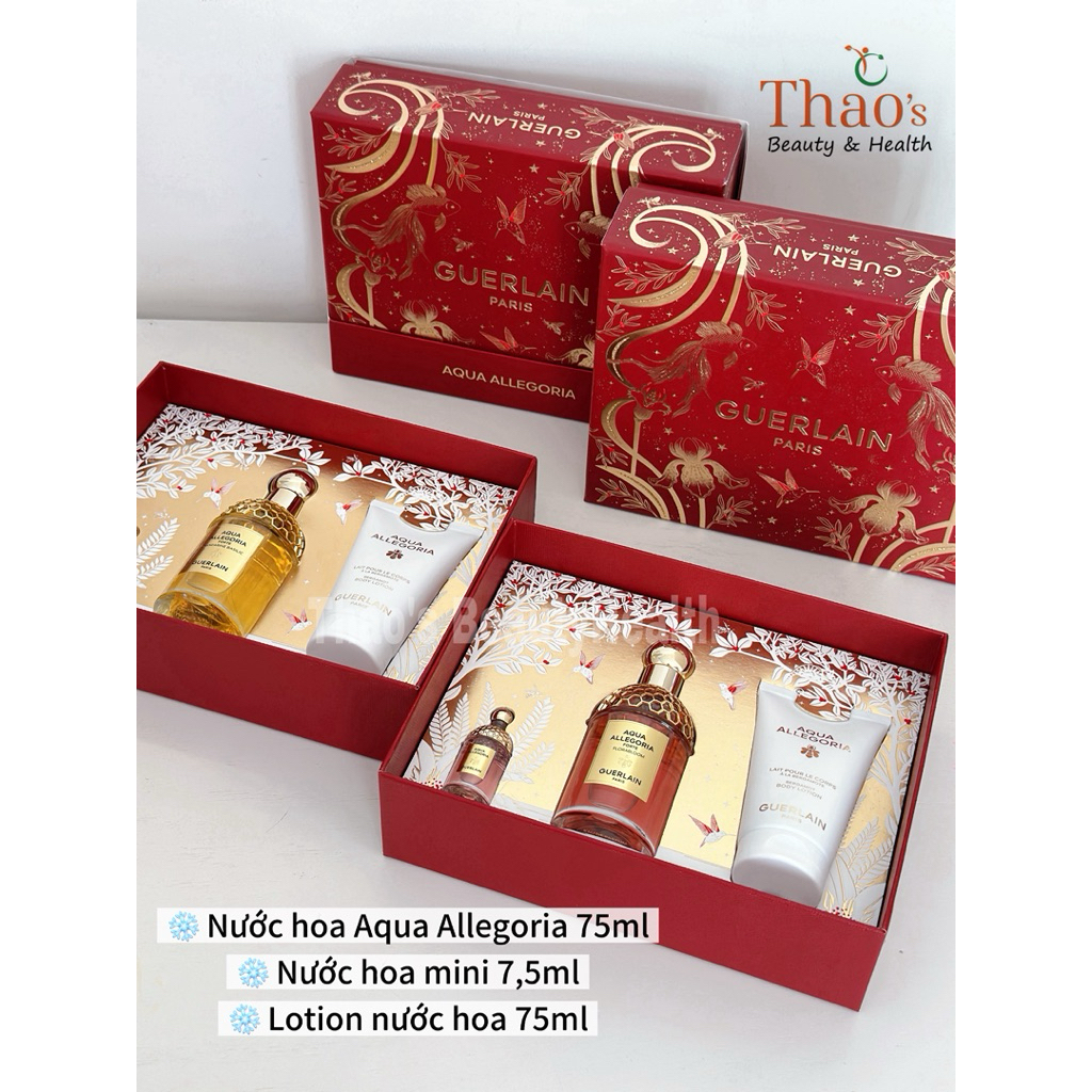 Set nước hoa Guerlain EDP Aqua Allegoria 75ml + 7,5ml + body lotion Bergamot 75ml