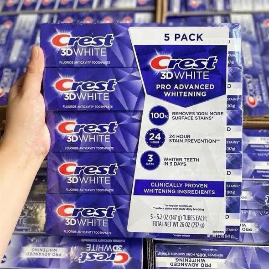 🦷 Kem Đánh Răng Crest 3D White Pro Advanced Whitening 147gr  👉🏻Thương hiệu : Crest 3D White - Mỹ
