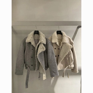 Áo khoác lót cotton kiểu Mỹ thời thượng của NASA dành cho nữ, áo khoác mùa đông dày và ấm với lớp lót bằng len