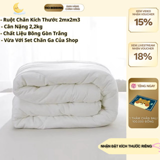  Ruột chăn bông trắng kích thước 2mx2m2 siêu nhẹ ruột chăn phao đông hè cao cấp khách sạn - Ticibedding 