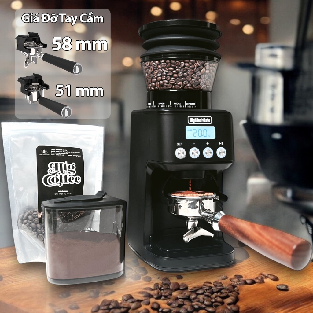 Máy Xay Cà Phê HTG G69 – 51 Cấp Xay Espresso, Định Lượng Thời Gian, Nón Thổi 2 Tầng Giảm Dư Bột