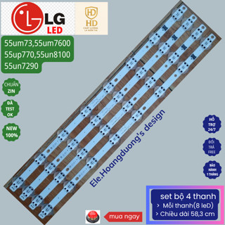Thanh led tivi lg 55um7100pta 55um7400pta 55un7200pta 55um73 55um7600 55up770 55un7290 55un8100pta(1 bộ 4 thanh / 8 led)