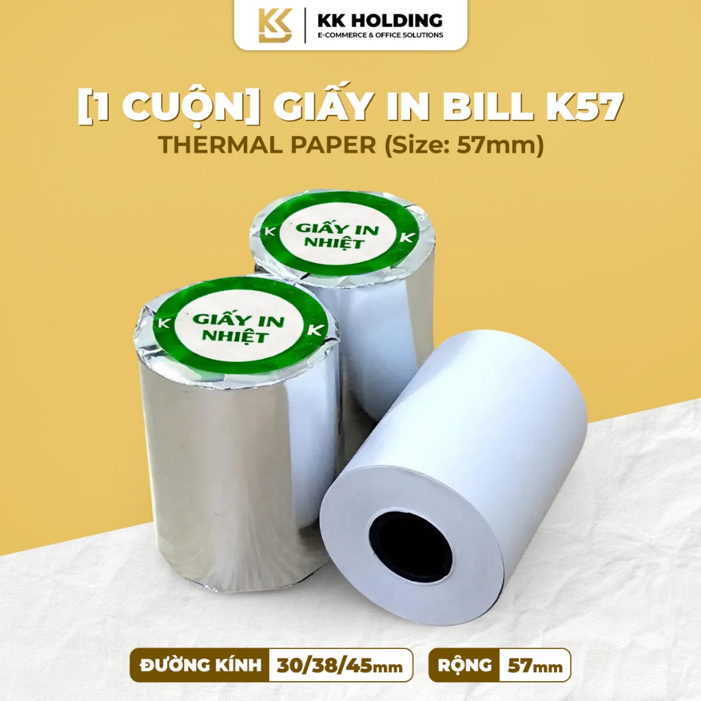 [1 Cuộn] Giấy in bill K57 giấy in nhiệt khổ 57mm – K57x30 K57x38 K57x45 dùng cho máy POS, siêu thị