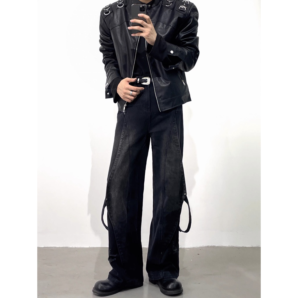 QUẦN JEANS BAGGY MANG MỰC PHỐI DÂY - QUẦN JEAN TÚI HỘP TO ỐNG RỘNG Y2K Menswear Nam Denim | BigBuy360 - bigbuy360.vn