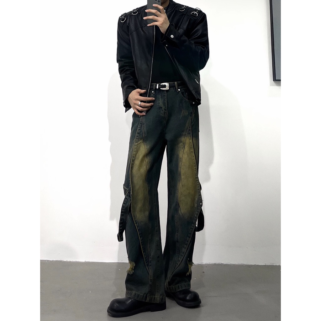 QUẦN JEANS BAGGY MANG MỰC PHỐI DÂY - QUẦN JEAN TÚI HỘP TO ỐNG RỘNG Y2K Menswear Nam Denim | BigBuy360 - bigbuy360.vn