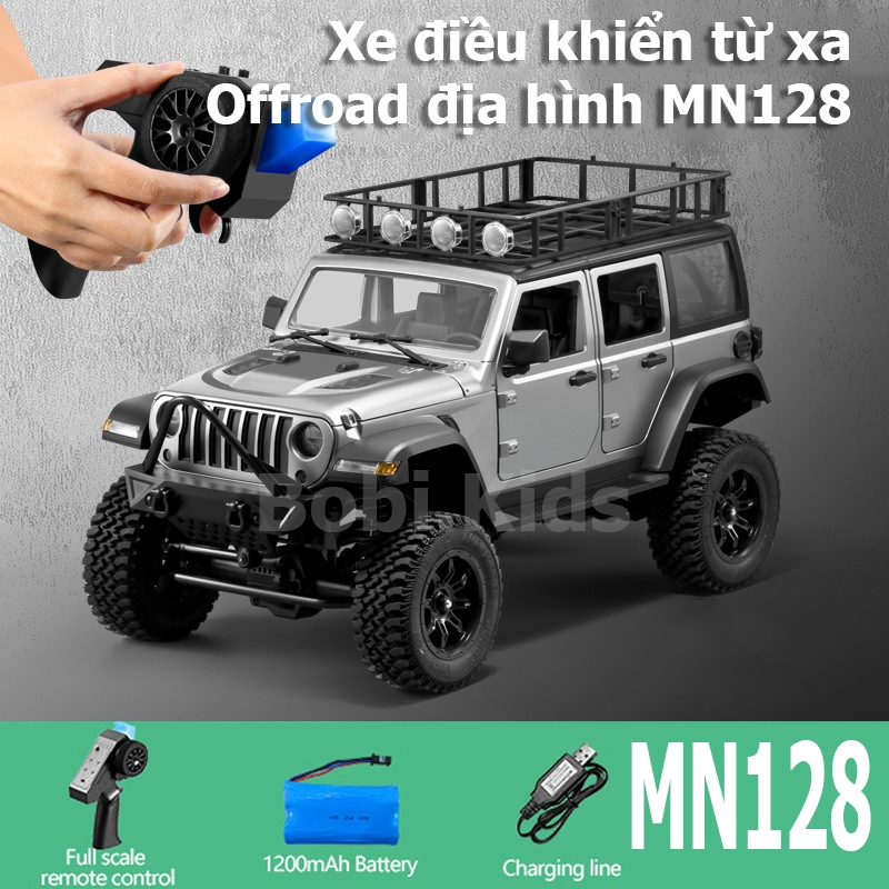 Xe Địa Hình RC MN128 – Mô Hình Offroad 4WD, Pin 1200mAh, Điều Khiển 2.4GHz, Kiểu Dáng Jeep Siêu Bền,