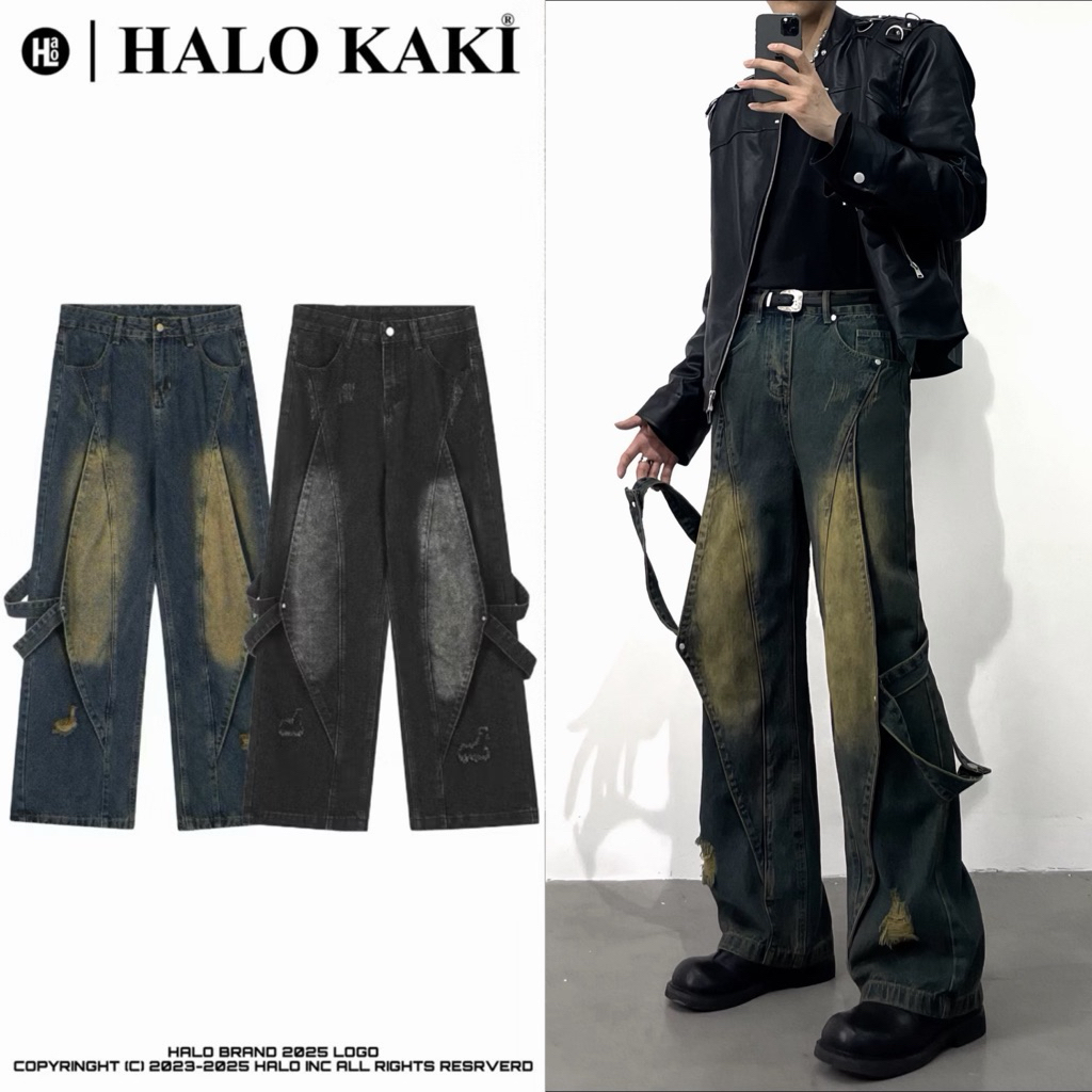 QUẦN JEANS BAGGY MANG MỰC PHỐI DÂY - QUẦN JEAN TÚI HỘP TO ỐNG RỘNG Y2K Menswear Nam Denim | BigBuy360 - bigbuy360.vn
