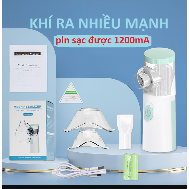 máy khí dung , máy xông mũi họng JSL- W303, khỏe hơi mạnh, có pin tích điện lâu 1200mA, êm ái