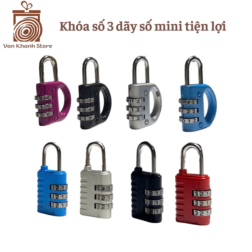 (Hỏa Tốc HCM)Khóa Số Mini 3 mã số  – Tiện Lợi, Nhiều Màu, Dùng Cho Balo – Tủ – Vali – Ngăn Kéo