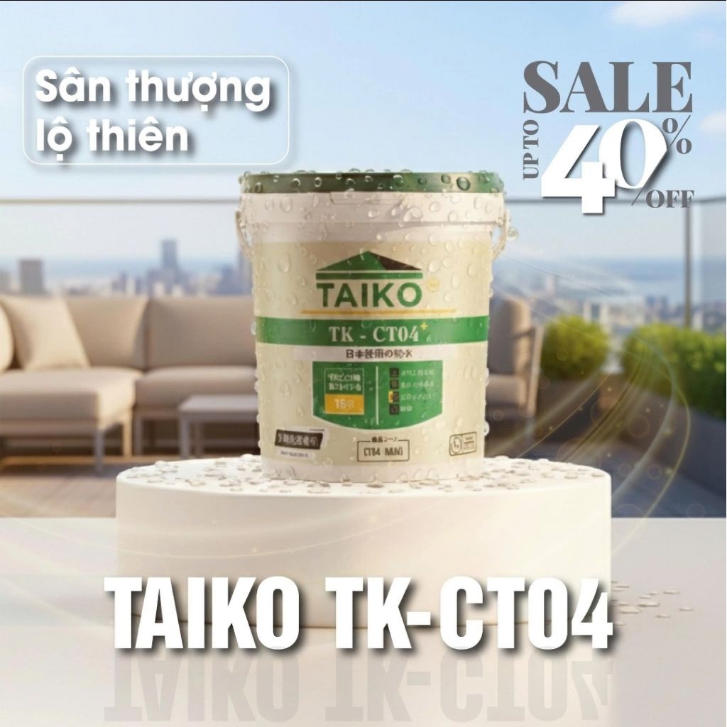 keo chống thấm Taiko CT4 dùng cho sàn mái lộ thiên