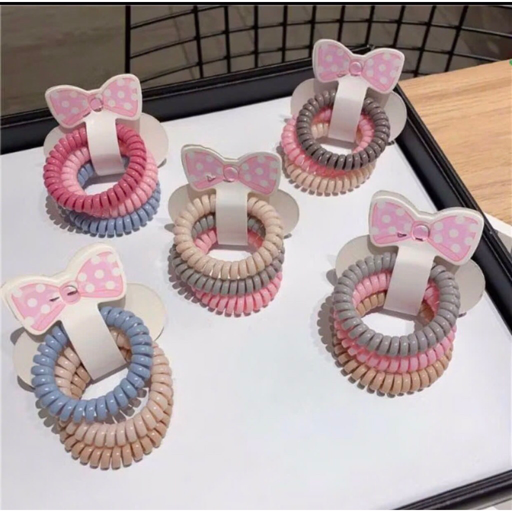 Sét 3 Dây Cột Tóc Lò Xo Nhiều Màu Dễ Thương