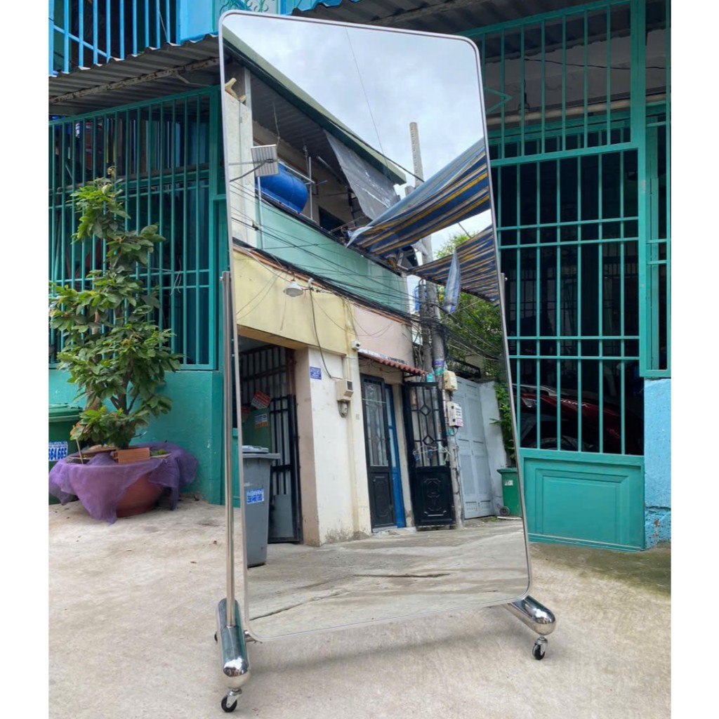 70x180 Gương soi toàn thân Inox AAArealhome BKN + Chân Inox + Bánh Xe
