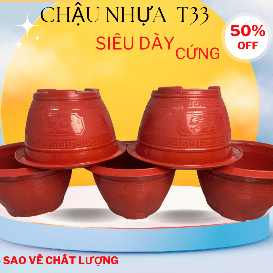 COMBO 10 Cái Chậu Nhựa Trồng Cây T33 Truyền Thống Tuỳ Màu 30 x 17cm NHỰA DẺO SIÊU CỨNG KHÔNG BỂ