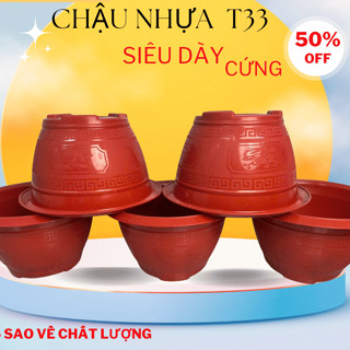 COMBO 10 Cái Chậu Nhựa Trồng Cây T33 Truyền Thống Tuỳ Màu 30 x 17cm NHỰA DẺO SIÊU CỨNG KHÔNG BỂ