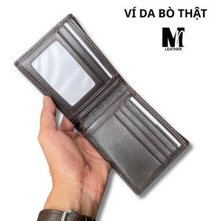  MNLEATHER Ví nam da bò thật cao cấp dáng đứng kích thước 9.9x12cm nhiều ngăn đựng card và giấy tờ 
