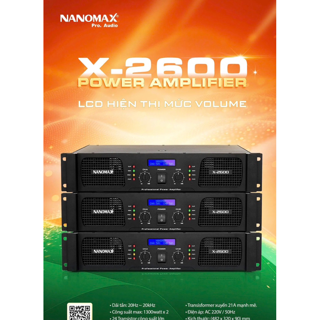 Main Nanomax Power Amply X-2600 2 kênh 2400W