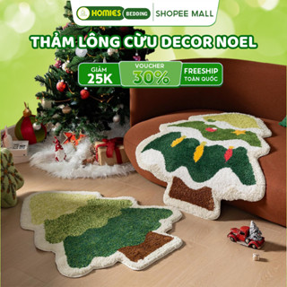   DECOR  Thảm chùi chân Lông Cừu HOMIES Bedding & Décor Giáng Sinh Hình Cây Thông Ông Già Noel Decor Trang Trí 