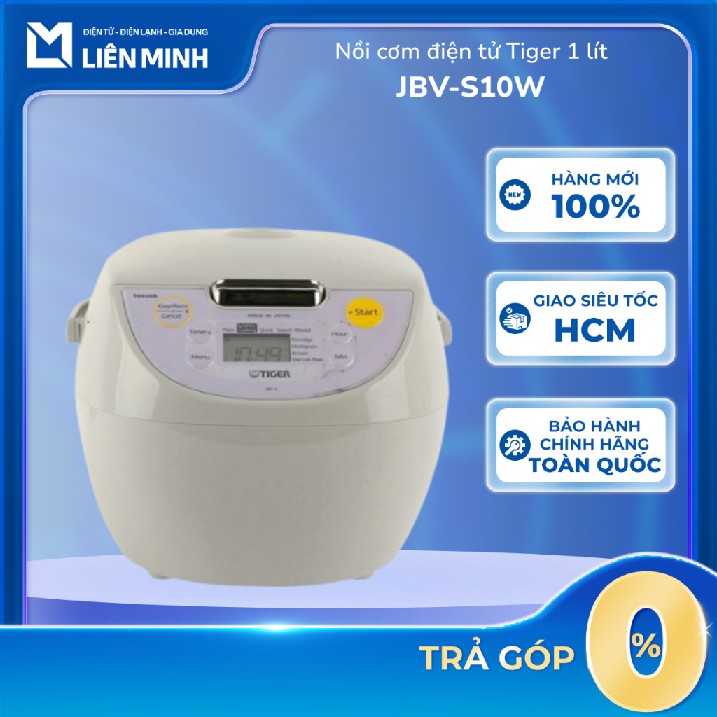 [Hỏa Tốc HCM] JBV-S10W Nồi Cơm Điện Tử Tiger 1 Lít S10W Giao Hàng Toàn Quốc - Bảo Hành Chính Hãng