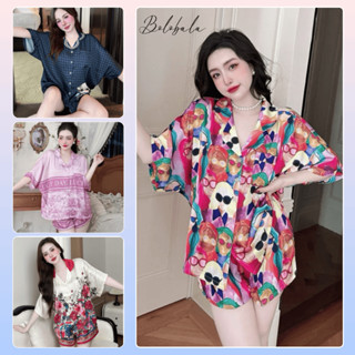  Bộ pijama nữ lụa latin Bolobala đồ bộ mặc nhà lụa cộc áo tay ngắn form cánh dơi siêu xinh SP_203 