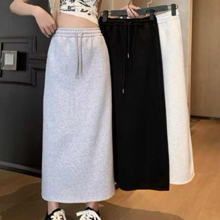  Chân váy suông nỉ 2 Da dáng dài  80cm  lưng chun cạp cao tôn dáng 