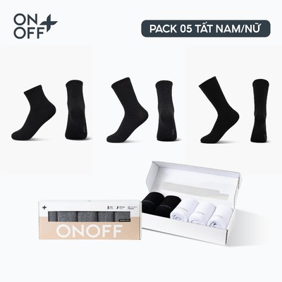 Hộp pack 5 đôi tất nam nữ cotton kháng khuẩn khử mùi Essential êm mềm thoáng khí ONOFF