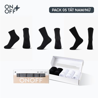  Hộp pack 5 đôi tất nam nữ cotton kháng khuẩn khử mùi Essential êm mềm thoáng khí ONOFF 