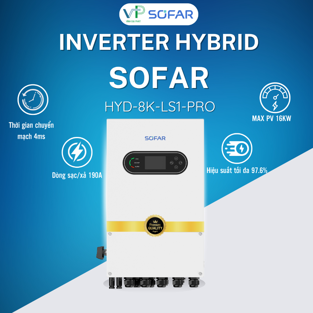 Inverter Sofar 8kW Hybrid LS1 PRO – Dòng sạc 190A – 2 MPPT – IP66