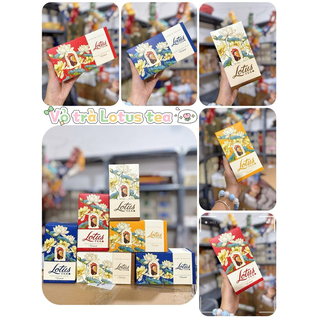 Vỏ Hộp Trang Trí Giỏ Quà Tết Vỏ Trà Lotus Tea, Spring Tea, Mộc Trà, Hộp Giấy Lên Set Quà Tết 2025