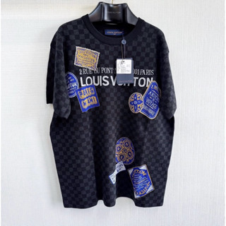   Hight Quality  - Áo Phông Len Đen Caro Dệt Kim Hoạ Tiết Xanh Vàng Form Nam Nữ Thoải Mái Có Sẵn 