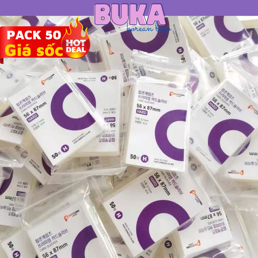 Pack 50 Sleeve bảo vệ lomo, card idol, ảnh, thẻ bài Buka Sleeve Hard tránh bụi bẩn, trầy xước - Kích
