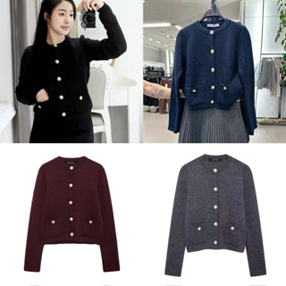   Hàng sẵn  Áo len Cardigan ZA SHOP khuy đồng 2 màu đen đỏ đô siêu hot 2026 