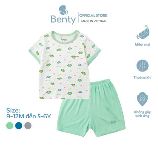  Bộ cộc tay cài vai họa tiết BENTY mát mềm dễ thương quần áo cao cấp cho bé mặc đi học đi chơi 
