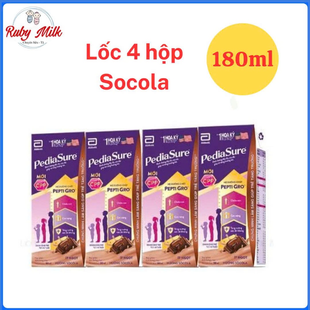 Lốc 4 Hộp Sữa Pha Sẵn Pediasure Socola 180ml
