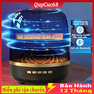 Loa Bluetooth GLASS 5 / 1057 / CL90 Mini không dây trong suốt để nghe nhạc với đèn LED RGB để bàn đổi màu, âm trầm mạnh