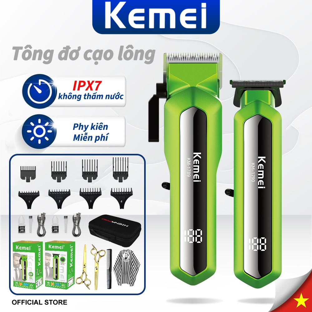 KEMEI Combo tông đơ cắt tóc + tông đơ khắc cho nam – Cắt nhanh, tạo kiểu chất, chuẩn salon tại nhà KM-1790 KM-1789