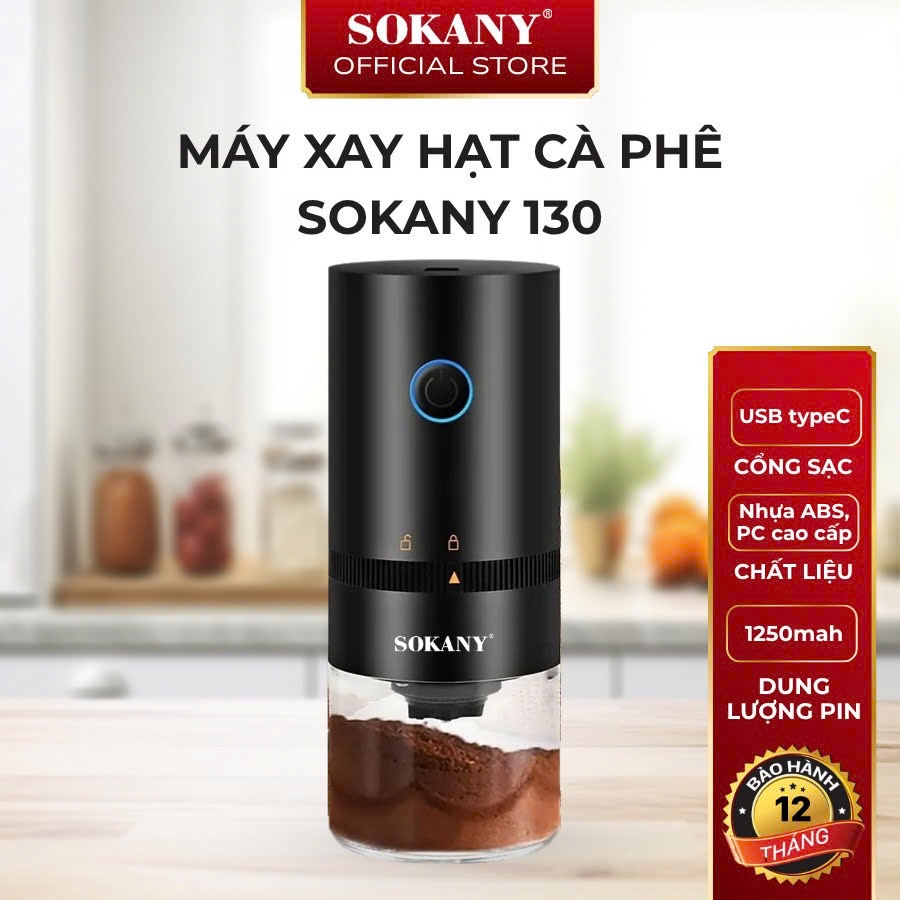 Máy xay hạt cà phê mini sạc pin tùy chỉnh độ mịn máy xay cà phê nguyên chất SOKANY 130