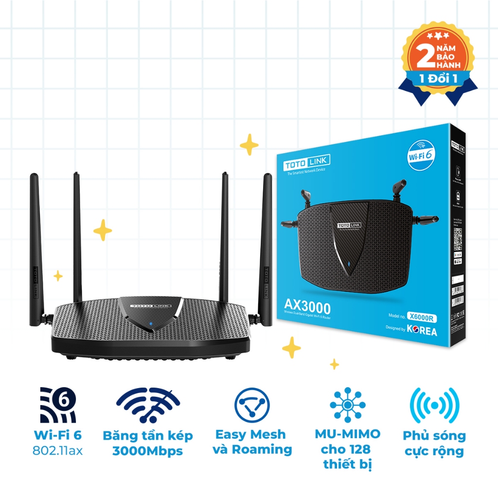 [Hỏa Tốc] X6000R - Router Wi-Fi 6 băng tần kép Gigabit AX3000