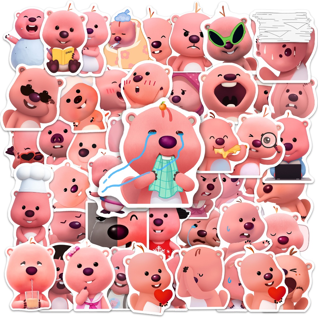 Bộ 50 Sticker Loopy Chống Nước không phai màu, Nhãn Dán Loopy dễ thương Bình Nước, Quà Tặng Cho Bé