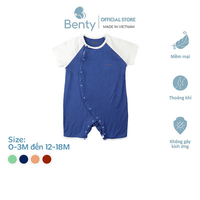 Bộ body cộc cài lệch trơn phối màu BENTY mềm mịn thấm hút mồ hôi tốt, body cao cấp cho bé yêu