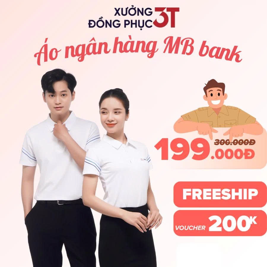 [SẴN] Áo đồng phục ngân hàng MB bank, áo polo MB bank chất vải Airycool co dãn thoáng mát mẫu mới 3T