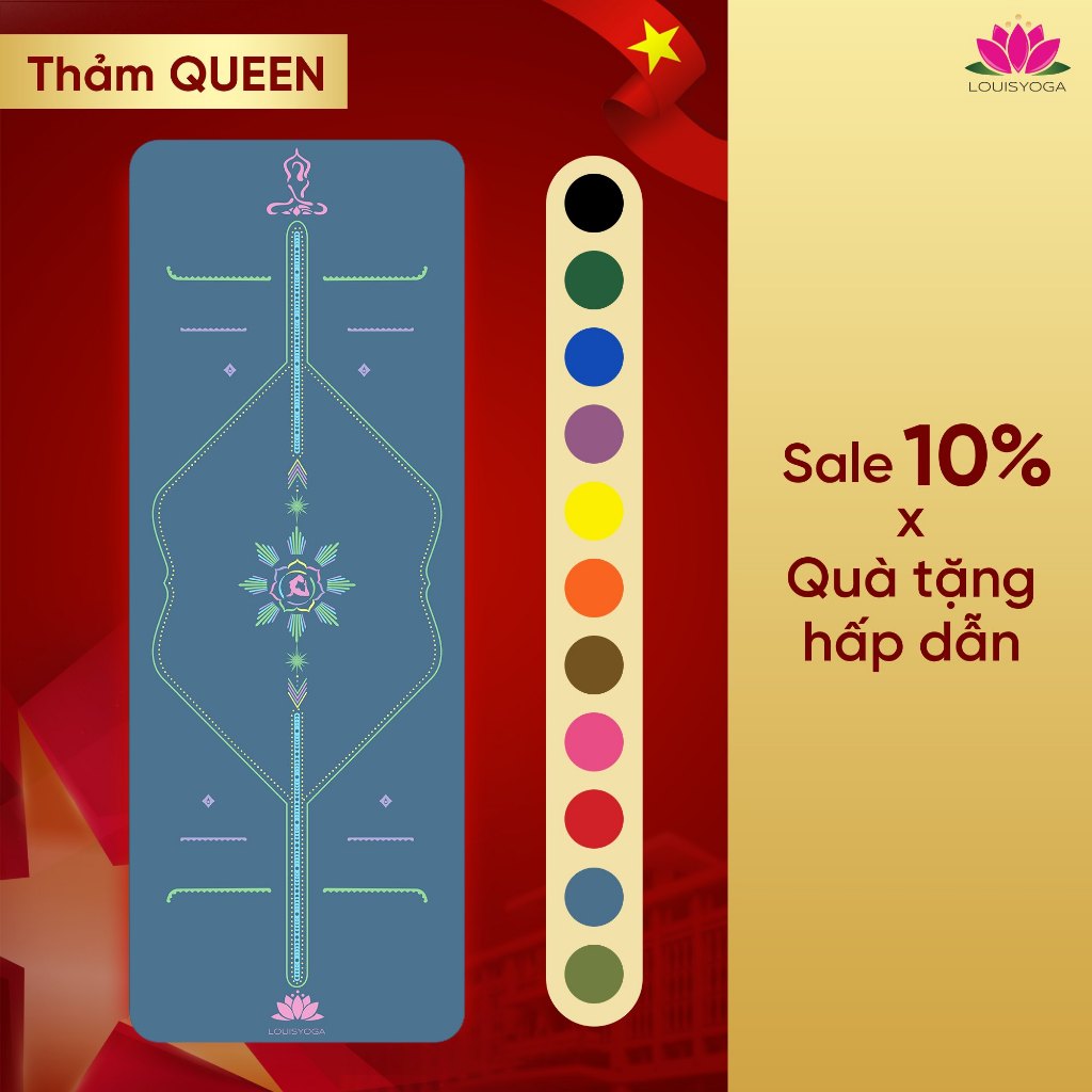 THẢM YOGA CAO SU NON CAO CẤP NỮ HOÀNG LOUIS QUEEN_ TẶNG KÈM TÚI