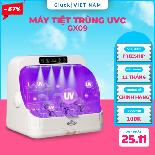  Máy tiệt trùng sấy khô Gluck GX09 tủ tiệt trùng uv bình sữa máy úp bình sữa tiệt trùng sấy khô 