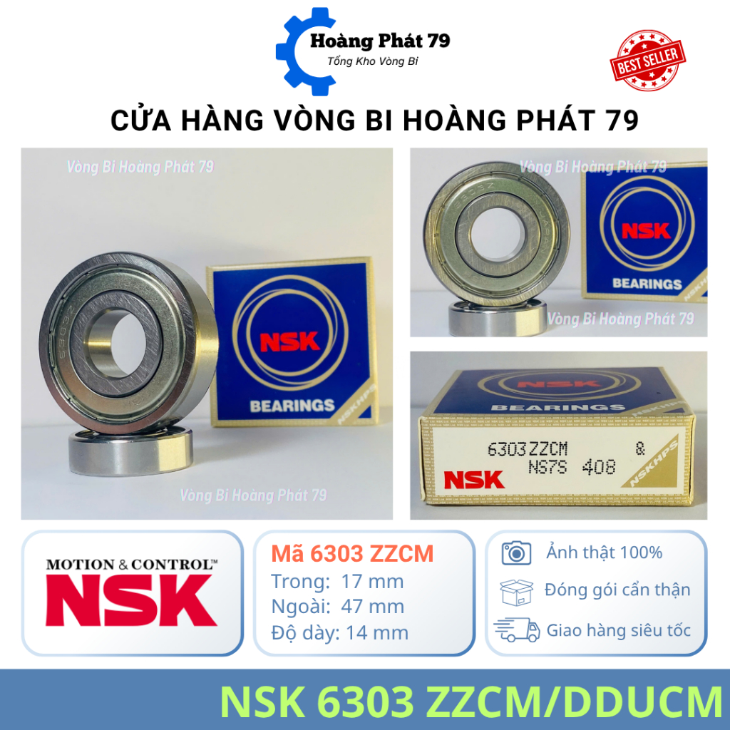 | CHÍNH HÃNG | Vòng Bi NSK 6303 [ZZ/2RS] Nắp Sắt/Nhựa – Bạc Đạn 6303 Quay Êm, Tải Vừa, Motor Mini,Uy